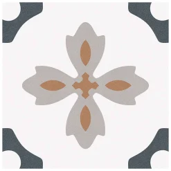 Gioia Materia Carrelage grès cérame effet carreau de ciment VALENCIA TURIA 25x25cm 25x25 cm Blanc - Mat - boîte de 1.13 m2- Carrelage Sol Pour Wc|Carrelage Sol Uni
