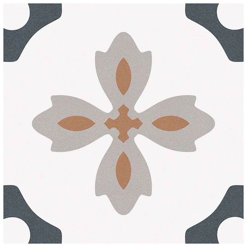 Gioia Materia Carrelage grès cérame effet carreau de ciment VALENCIA TURIA 25x25cm 25x25 cm Blanc - Mat - boîte de 1.13 m2- Carrelage Sol Pour Wc|Carrelage Sol Uni