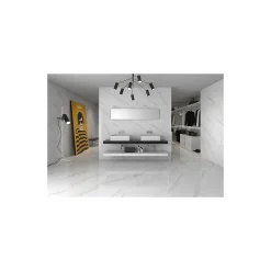 Gioia Materia Carrelage grès cérame effet marbre BLANC STATUARY 120x120 cm Blanc - Brillant / Poli - boîte de 1.44 m2- Carrelage Sol Pour Wc