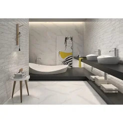 Gioia Materia Carrelage grès cérame effet marbre BLANC STATUARY 120x120 cm Blanc - Brillant / Poli - boîte de 1.44 m2- Carrelage Sol Pour Wc