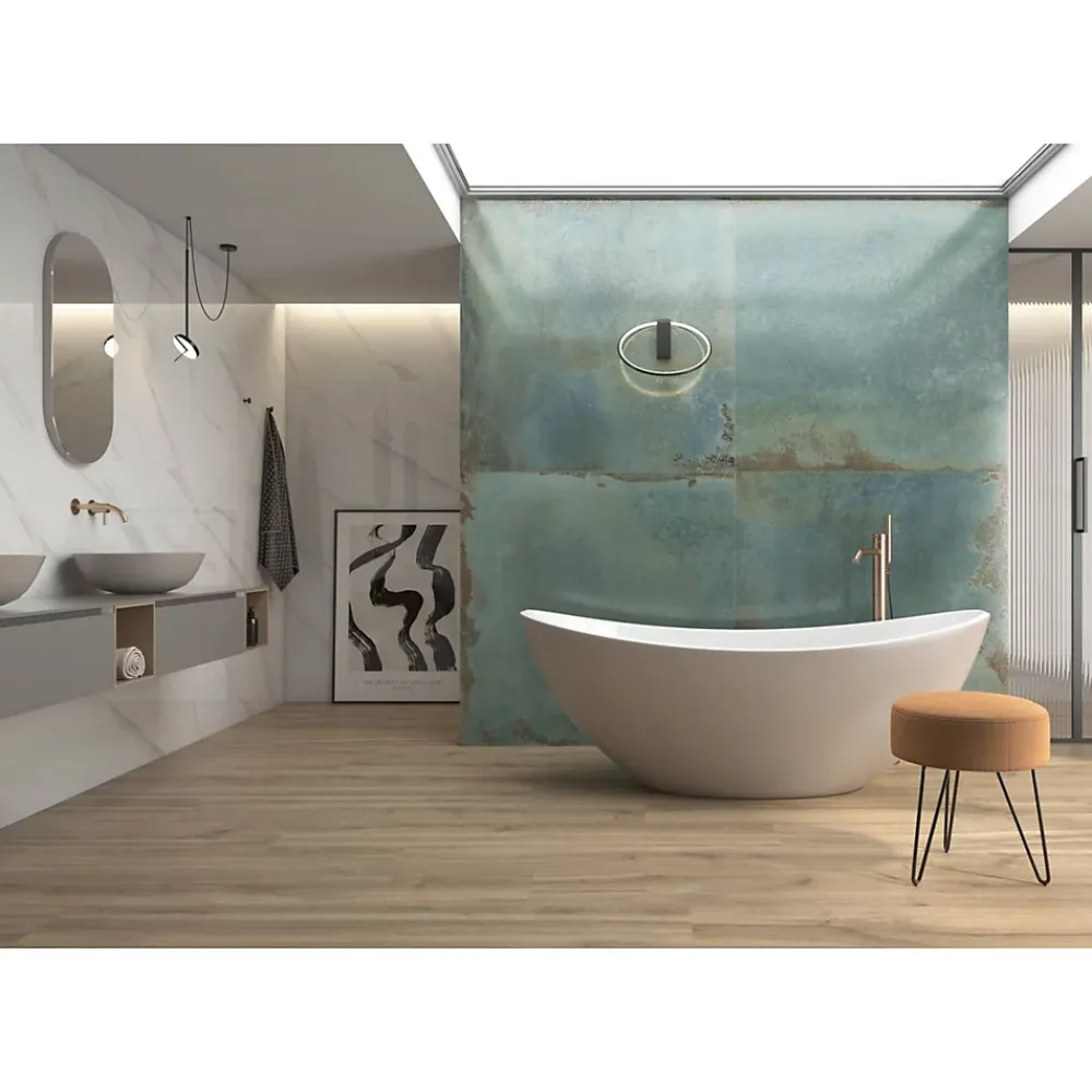 Gioia Materia Carrelage grès cérame effet marbre BLANC STATUARY 120x120 cm Blanc - Brillant / Poli - boîte de 1.44 m2- Carrelage Sol Pour Wc