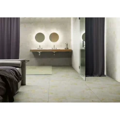 Gioia Materia Carrelage grès cérame effet métal Mood 100x50 cm Ivoire - Naturel - boîte de 1.49 m2- Carrelage Sol Pour Wc