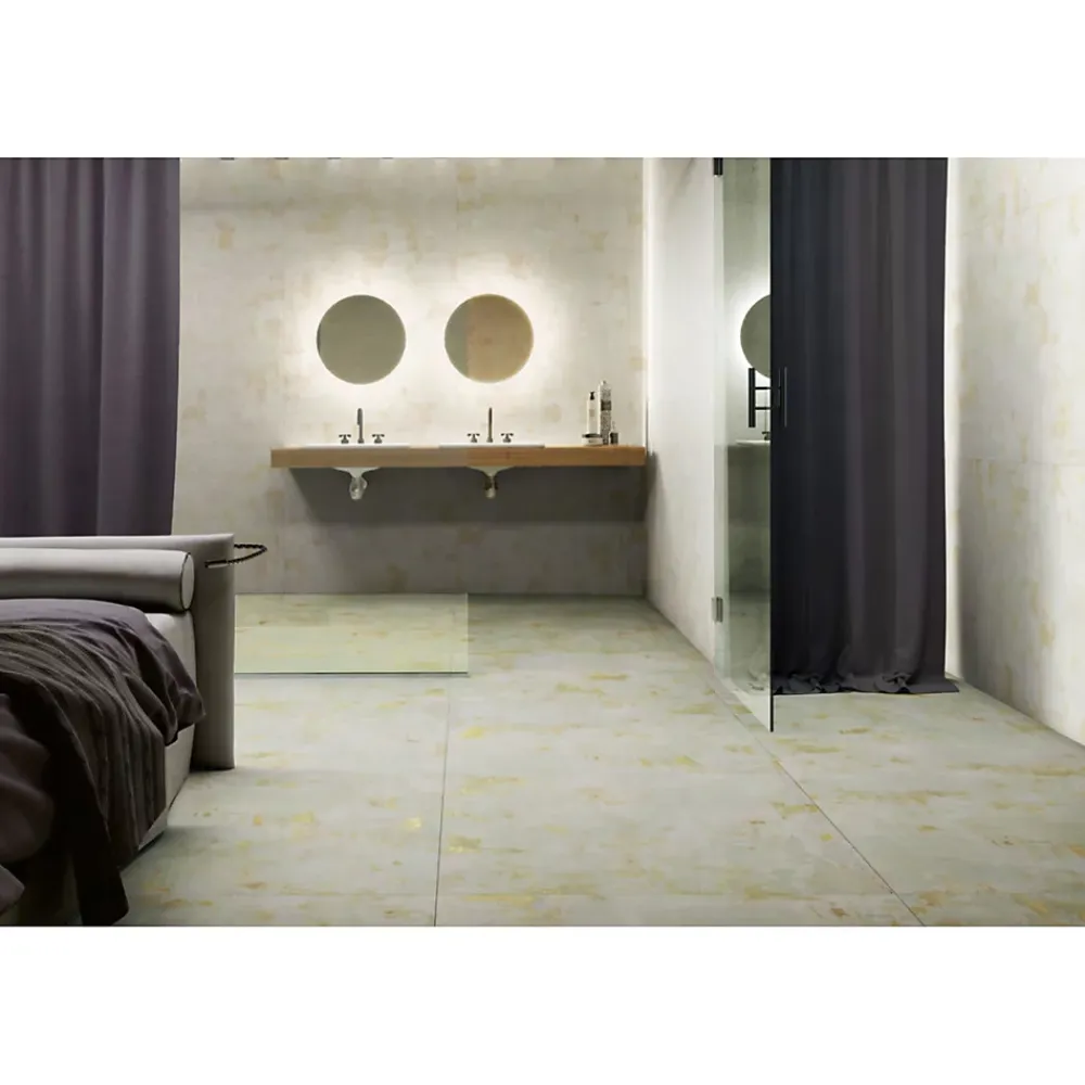Gioia Materia Carrelage grès cérame effet métal Mood 100x50 cm Ivoire - Naturel - boîte de 1.49 m2- Carrelage Sol Pour Wc