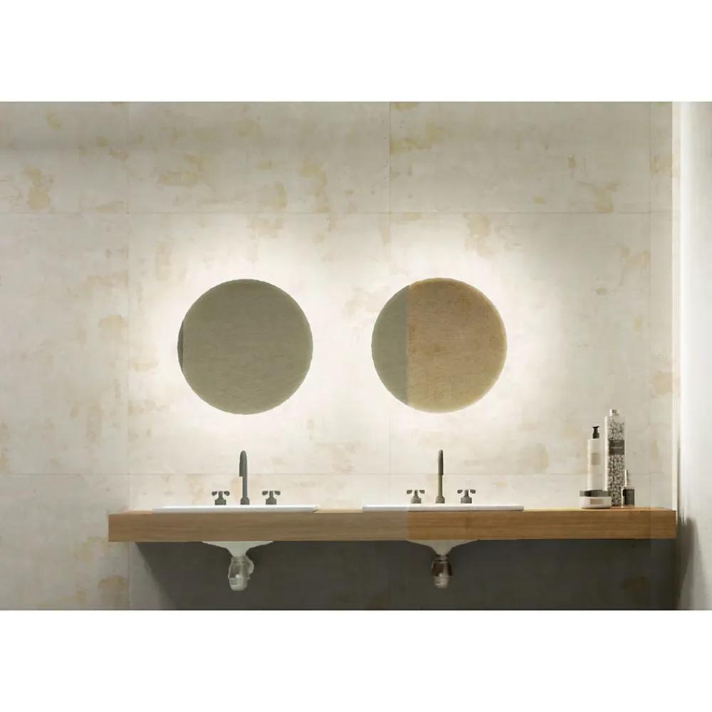 Gioia Materia Carrelage grès cérame effet métal Mood 100x50 cm Ivoire - Naturel - boîte de 1.49 m2- Carrelage Sol Pour Wc