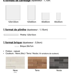 Gioia Materia Carrelage grès cérame effet argile TERRA 120x60 cm Nocta - Motif en relief - boîte de 1.44 m2- Carrelage Sol Pour Wc