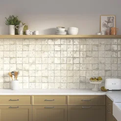 Lux Mosaic Carrelage grès cérame premium Era Cream 12x12 cm Brillant Design Rustique pour tous types de Murs.- Faïence Pour Cuisine|Faïence Pour Douche