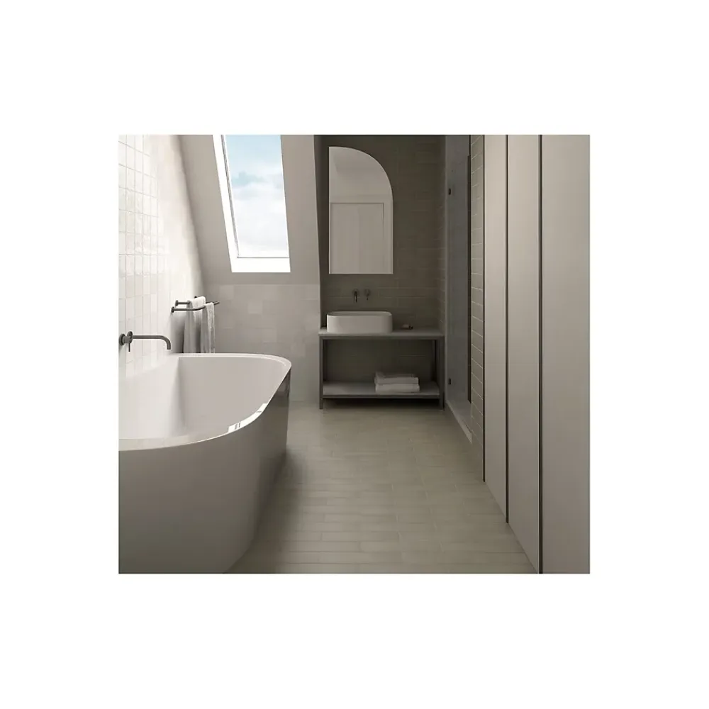 Gioia Materia Carrelage grès cérame Stromboli 36.8x9.2 cm Taupe - Mat - boîte de 0.65 m2- Carrelage Sol Pour Wc|Carrelage Sol Uni