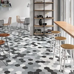 Lux Mosaic Carrelage Sol Pour Cuisine<Carrelage Hexagonal Effet Béton Gris Clair Intérieur/Extérieur . Grès Cérame. Essence Pearl 14x16cm