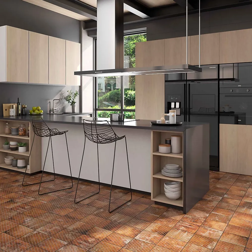Carrelage Signature Carrelage imitant le metal 20X20 Decor Lisse Facon Ad Rouille 11mm - vendu par boite de 1 m2 soit 25 carreaux -- Carrelage Sol Uni|Carrelage Sol Pour Wc