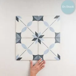 Gioia Materia Carrelage Imitation Carreaux de Ciment ART NOUVEAU DECOR 20x20 Arcade Blue - Les Carreaux de Jean- Carrelage Sol Effet Carreaux De Ciment