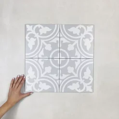 Les Carreaux De Jean  Carrelage Imitation Carreaux de Ciment LA MADELEINE 20x20 Flavie Gris - Les Carreaux de Jean- Carrelage Sol Effet Carreaux De Ciment