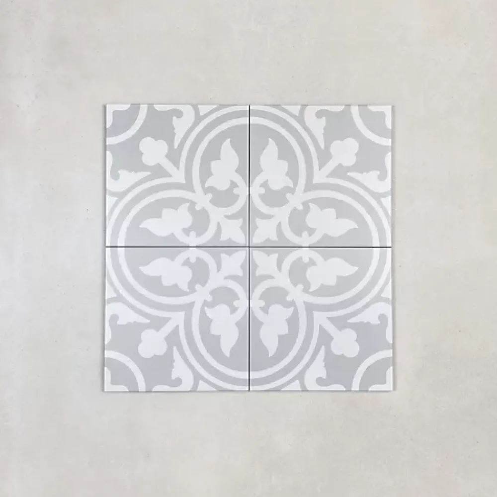 Les Carreaux De Jean Carrelage Imitation Carreaux de Ciment LA MADELEINE 20x20 Flavie Gris - Les Carreaux de Jean- Carrelage Sol Effet Carreaux De Ciment