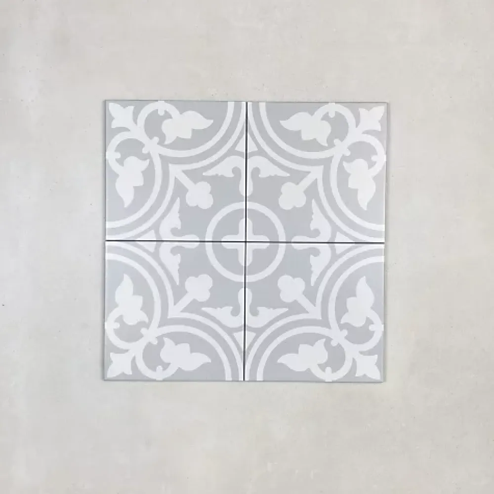 Les Carreaux De Jean Carrelage Imitation Carreaux de Ciment LA MADELEINE 20x20 Flavie Gris - Les Carreaux de Jean- Carrelage Sol Effet Carreaux De Ciment