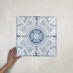 Les Carreaux De Jean  Carrelage Imitation Carreaux de Ciment LA MADELEINE 20x20 Lilou Ocean - Les Carreaux de Jean- Carrelage Sol Effet Carreaux De Ciment