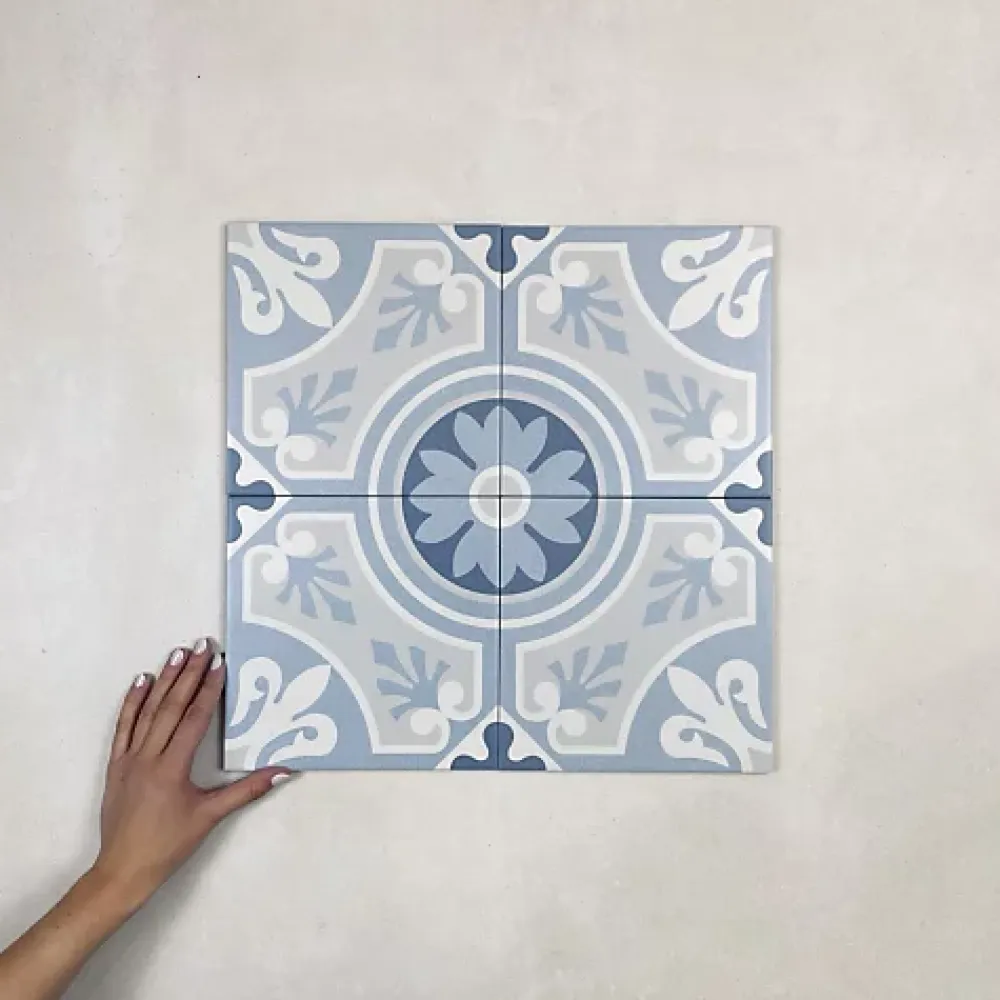 Les Carreaux De Jean Carrelage Imitation Carreaux de Ciment LA MADELEINE 20x20 Lilou Ocean - Les Carreaux de Jean- Carrelage Sol Effet Carreaux De Ciment