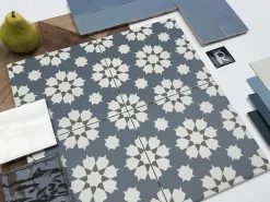 Les Carreaux De Jean  Carrelage Sol Effet Carreaux De Ciment<Carrelage Imitation Carreaux De Ciment 20x20 LA VILETTE Benoit Bleu - Les Carreaux de Jean