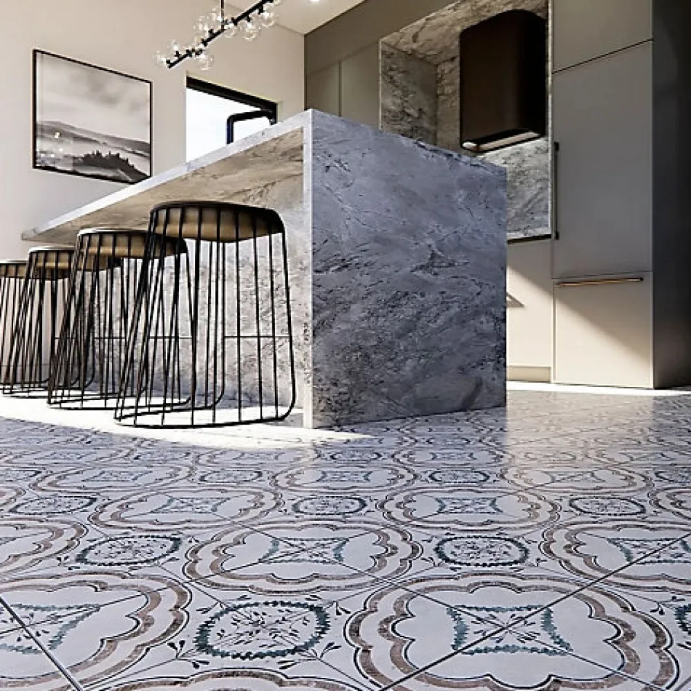Les Carreaux De Jean Carrelage Imitation Carreaux de Ciment Ada FIORENTINA 15x15 - Les Carreaux de Jean- Carrelage Sol Pour Cuisine|Carrelage Sol Effet Carreaux De Ciment
