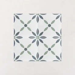 Les Carreaux De Jean Carrelage Imitation Carreaux De Ciment 22,3x22,3 HAVANA White Flowers - Les Carreaux de Jean- Carrelage Sol Effet Carreaux De Ciment