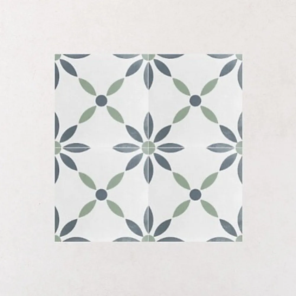 Les Carreaux De Jean Carrelage Imitation Carreaux De Ciment 22,3x22,3 HAVANA White Flowers - Les Carreaux de Jean- Carrelage Sol Effet Carreaux De Ciment