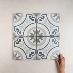 Les Carreaux De Jean Carrelage Imitation Carreaux De Ciment 22,3x22,3 HAVANA White Garden - Les Carreaux de Jean- Carrelage Sol Effet Carreaux De Ciment