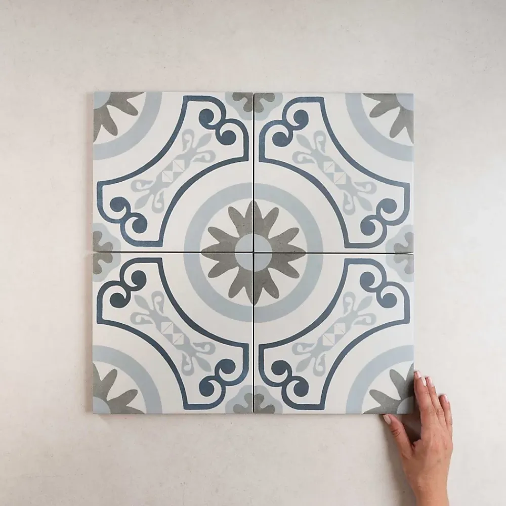 Les Carreaux De Jean Carrelage Imitation Carreaux De Ciment 22,3x22,3 HAVANA White Garden - Les Carreaux de Jean- Carrelage Sol Effet Carreaux De Ciment