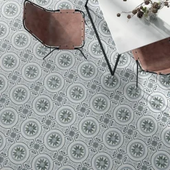 Les Carreaux De Jean  Carrelage Imitation Carreaux De Ciment 22,3x22,3 HAVANA White Garden - Les Carreaux de Jean- Carrelage Sol Effet Carreaux De Ciment
