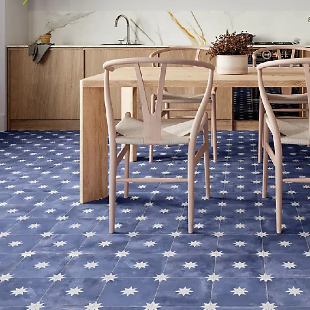 Les Carreaux De Jean Carrelage Sol Effet Carreaux De Ciment<Carrelage Imitation Carreaux de Ciment Bleu Étoile STAR 44x44 Navy - Les Carreaux de Jean