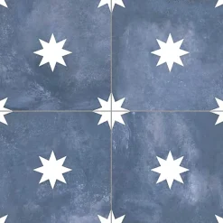 Les Carreaux De Jean  Carrelage Sol Effet Carreaux De Ciment<Carrelage Imitation Carreaux de Ciment Bleu Étoile STAR 44x44 Navy - Les Carreaux de Jean