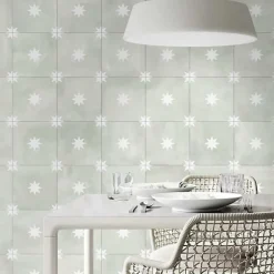 Comptoir du Cérame Carrelage Sol Effet Carreaux De Ciment<Carrelage Imitation Carreaux de Ciment Vert Étoile STAR 44x44 Sage - Les Carreaux de Jean
