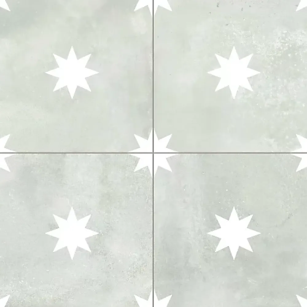 Comptoir du Cérame Carrelage Sol Effet Carreaux De Ciment<Carrelage Imitation Carreaux de Ciment Vert Étoile STAR 44x44 Sage - Les Carreaux de Jean