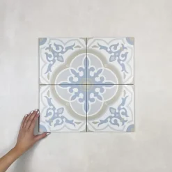 Les Carreaux De Jean  Carrelage Imitation Carreaux de Ciment LA MADELEINE 20x20 Gaetine Bleu - Les Carreaux de Jean- Carrelage Sol Effet Carreaux De Ciment