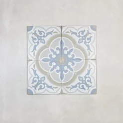 Les Carreaux De Jean  Carrelage Imitation Carreaux de Ciment LA MADELEINE 20x20 Gaetine Bleu - Les Carreaux de Jean- Carrelage Sol Effet Carreaux De Ciment