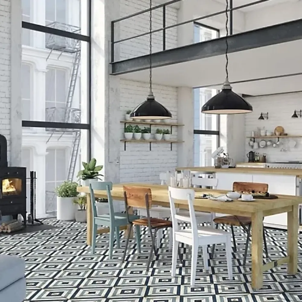 Les Carreaux De Jean Carrelage Imitation Carreaux De Ciment LOFT FLOOR 20x20 Elyria - Les Carreaux de Jean- Carrelage Sol Pour Cuisine|Carrelage Sol Effet Carreaux De Ciment