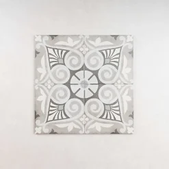Gioia Materia Carrelage Imitation Carreaux de Ciment ART NOUVEAU DECOR 20x20 Opéra Grey - Les Carreaux de Jean- Carrelage Sol Effet Carreaux De Ciment
