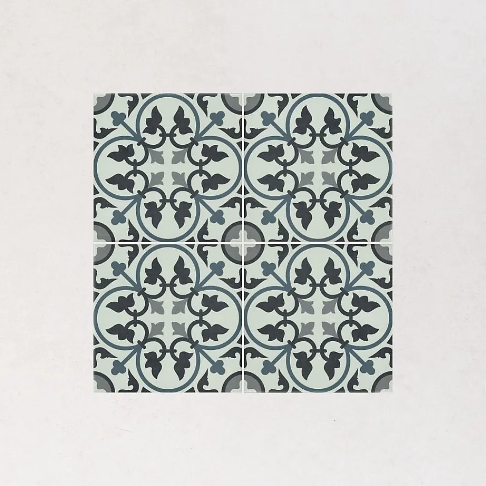 Les Carreaux De Jean Carrelage Imitation Carreaux De Ciment 20x20 LA VILETTE Adele Bleu - Les Carreaux de Jean- Carrelage Sol Effet Carreaux De Ciment