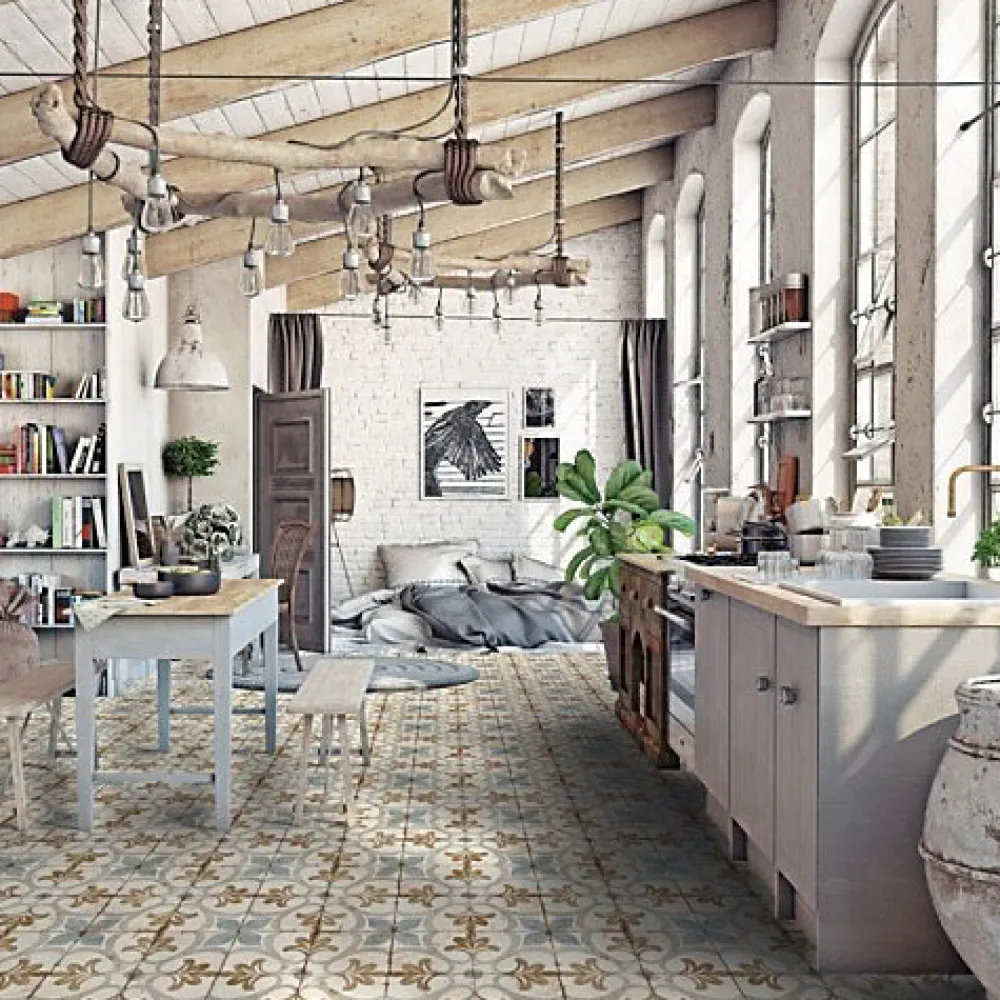 Les Carreaux De Jean Carrelage Imitation Carreaux De Ciment LOFT FLOOR 20x20 Aurora - Les Carreaux de Jean- Carrelage Sol Effet Carreaux De Ciment
