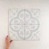 Les Carreaux De Jean  Carrelage Imitation Carreaux De Ciment 22,3x22,3 HAVANA Silver Ornate - Les Carreaux de Jean- Carrelage Sol Effet Carreaux De Ciment