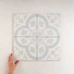 Les Carreaux De Jean Carrelage Imitation Carreaux De Ciment 22,3x22,3 HAVANA Silver Ornate - Les Carreaux de Jean- Carrelage Sol Effet Carreaux De Ciment