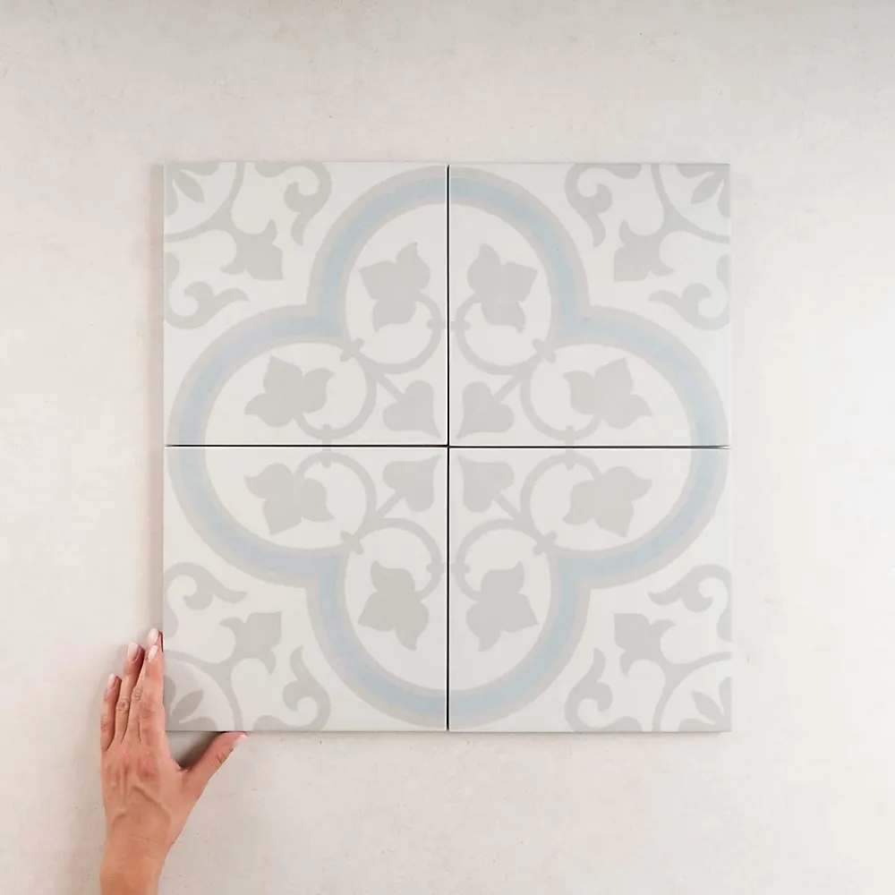 Les Carreaux De Jean Carrelage Imitation Carreaux De Ciment 22,3x22,3 HAVANA Silver Ornate - Les Carreaux de Jean- Carrelage Sol Effet Carreaux De Ciment