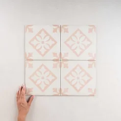 Gioia Materia Carrelage Imitation Carreaux de Ciment ART NOUVEAU DECOR 20x20 Padua Pink - Les Carreaux de Jean- Carrelage Sol Effet Carreaux De Ciment|Carrelage Sol Pour Cuisine