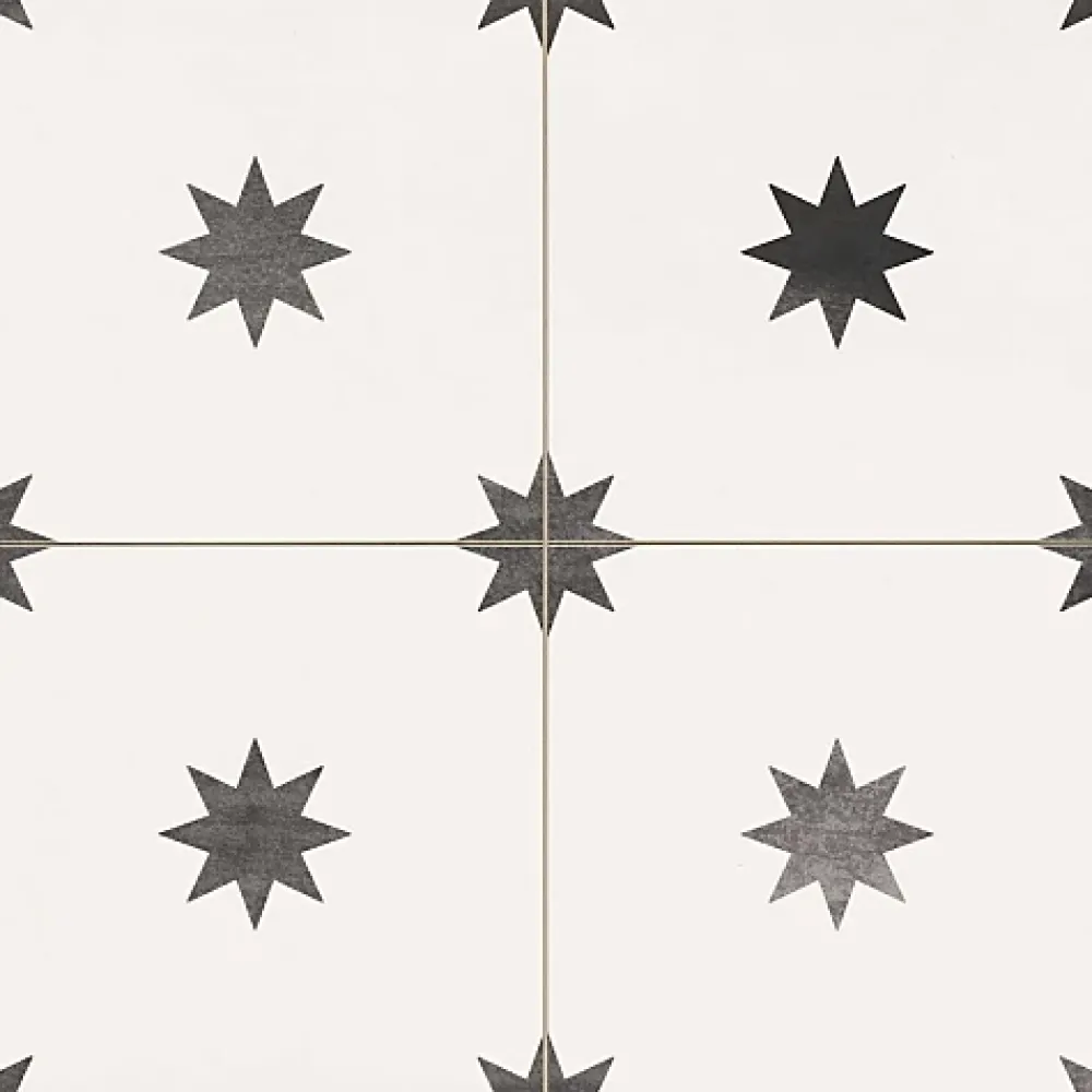 Les Carreaux De Jean Carrelage Imitation Carreaux de Ciment Blanc Étoile STAR 44x44 White- Les Carreaux de Jean- Carrelage Sol Effet Carreaux De Ciment|Carrelage Sol Pour Cuisine