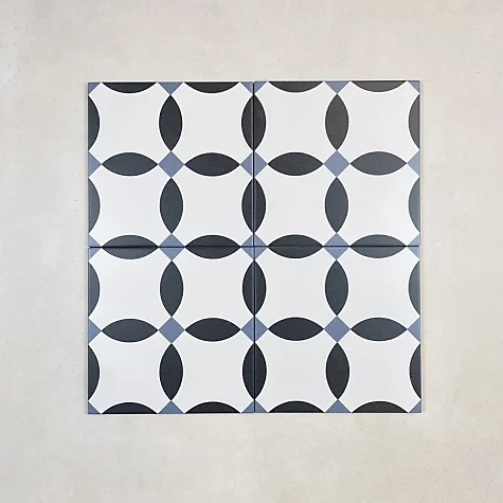 Les Carreaux De Jean Carrelage Imitation Carreaux de Ciment LA MADELEINE 20x20 Chere Noir - Les Carreaux de Jean- Carrelage Sol Effet Carreaux De Ciment