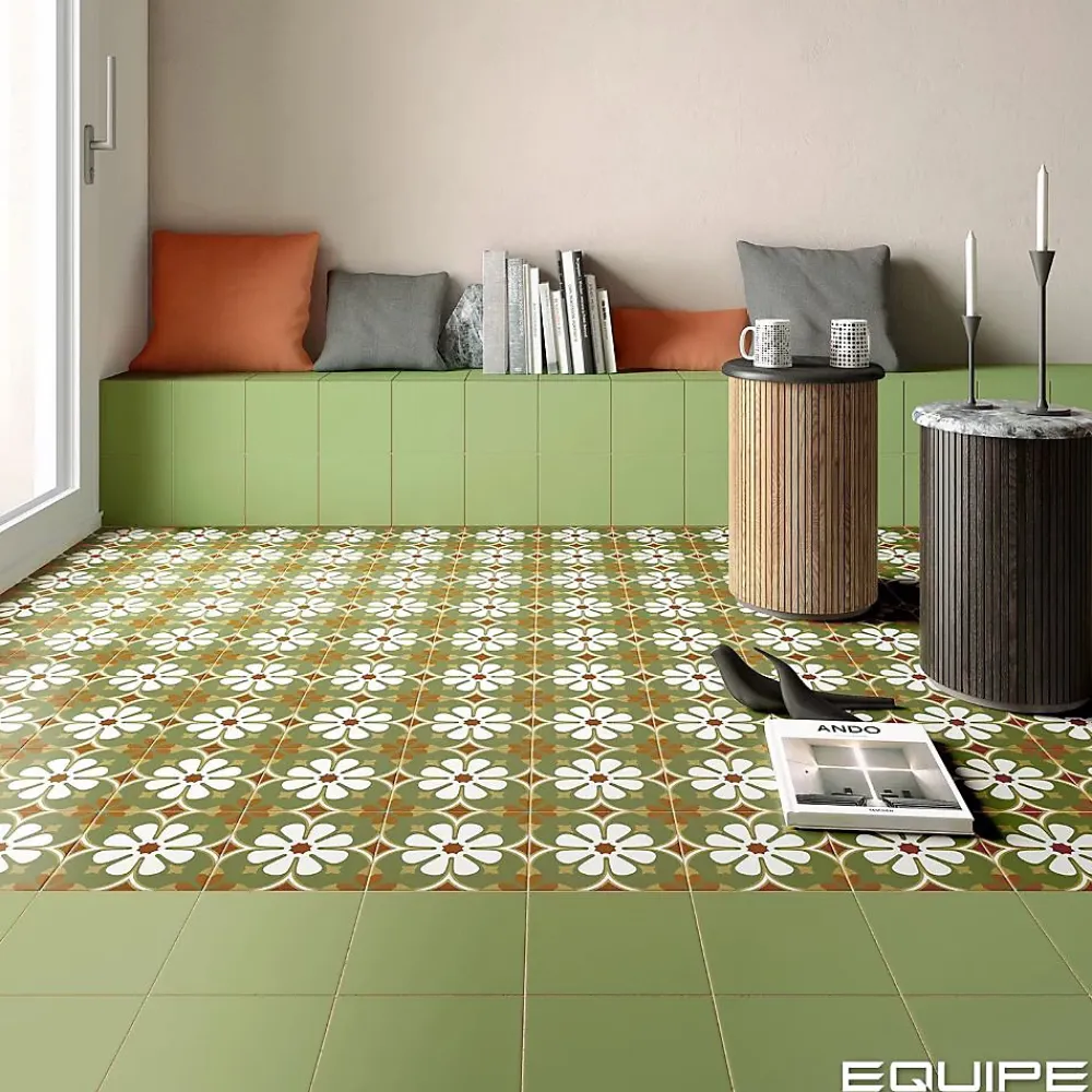 Les Carreaux De Jean Carrelage Imitation Carreaux De Ciment 20x20 RIVOLI Green - Les Carreaux de Jean- Carrelage Sol Pour Cuisine