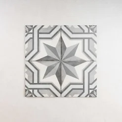 Gioia Materia Carrelage Imitation Carreaux de Ciment ART NOUVEAU DECOR 20x20 Cinema Grey - Les Carreaux de Jean- Carrelage Sol Effet Carreaux De Ciment