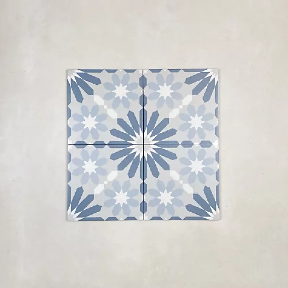Les Carreaux De Jean Carrelage Imitation Carreaux de Ciment LA MADELEINE 20x20 Syrah Bleu - Les Carreaux de Jean- Carrelage Sol Effet Carreaux De Ciment