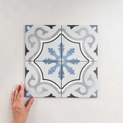 Les Carreaux De Jean  Carrelage Imitation Carreaux de Ciment FLEUR 15x15 Lou - Les Carreaux de Jean- Carrelage Sol Effet Carreaux De Ciment