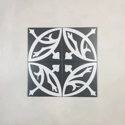 Les Carreaux De Jean Carrelage Imitation Carreaux de Ciment LA MADELEINE 20x20 Zelie Noir - Les Carreaux de Jean- Carrelage Sol Effet Carreaux De Ciment