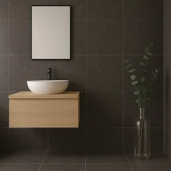Tinker Carrelage Imitation Pierre Crema noir space 80x80 cm- Carrelage Sol Effet Pierre