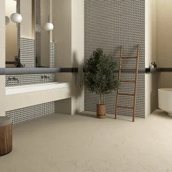 Tinker Carrelage Imitation Pierre Crema blanc 60x60 cm- Carrelage Sol Effet Pierre
