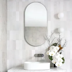 Concept Mosaïque carrelage imitation zellige 6.5x20 cm MALEM WHITE- Faïence Pour Salle De Bains|Faïence Unie